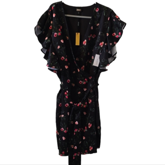 ALEXIA ADMOR BRAND WOMEN'S PLUS SIZE BLACK FLORAL WRAP DRESS SIZE 3X - Picture 4 of 16